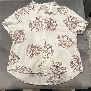 Leaf Print Button-Up Shirt